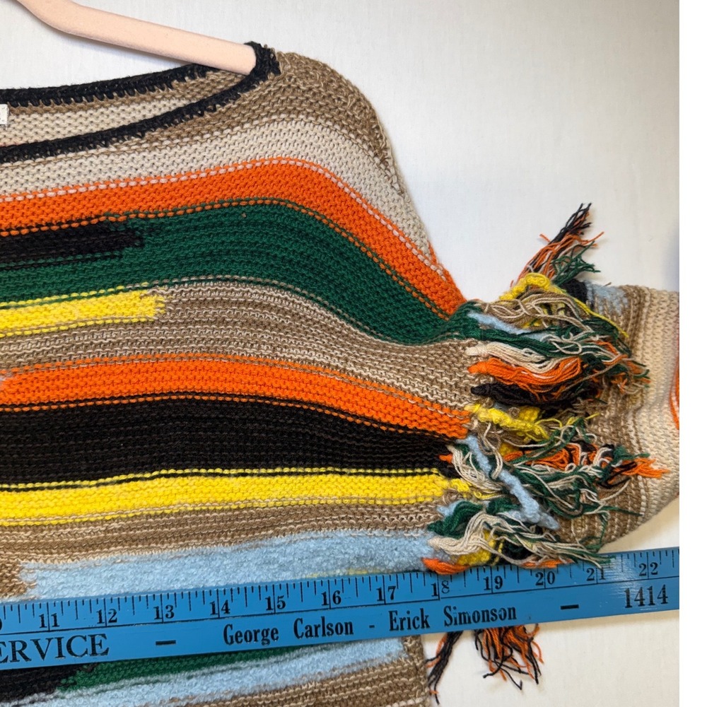 Alice + Olivia Claudette Fringe Striped Sweater Multicolor CC107S04708 Womens XS - Picture 7 of 10